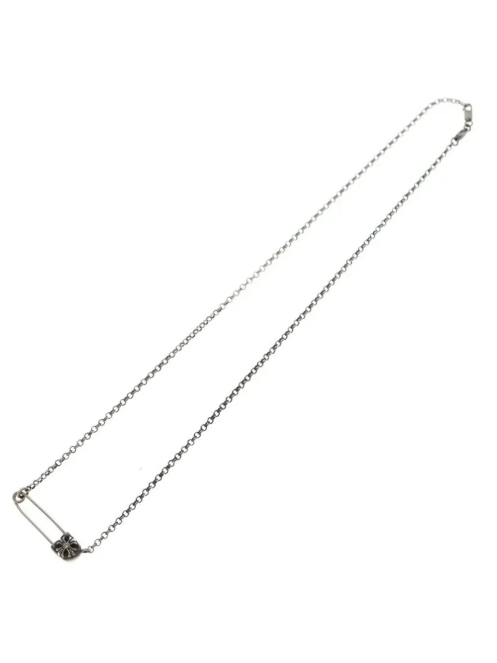 Chrome Hearts Safety Pin Roll Chain Necklace Silver